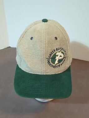 NFL Sports Specialties Green Bay Packers Hat Terry Cloth Style Green Tan Slide